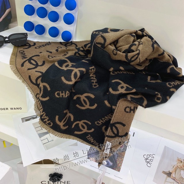 CHANEL專櫃2021新款女士字母圍巾 香奈兒簡單百搭羊絨小香圍巾  mmj1298